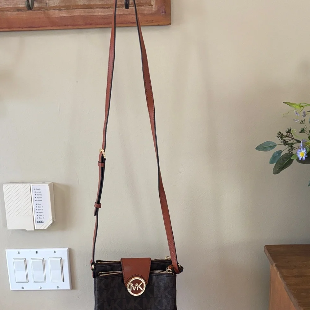Michael Kors Brown MK Logo Crossbody Bag